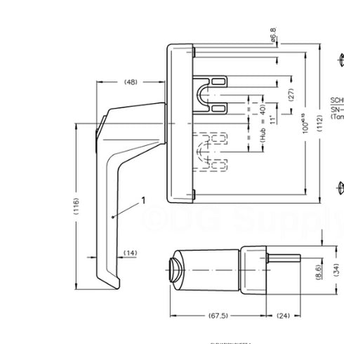 1052786 Gear Window/Balcony Door Handle Silver Look